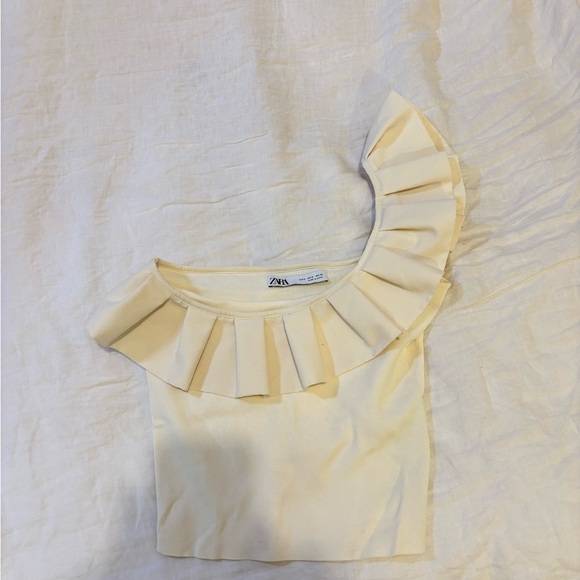 Zara Tops - Zara Cream Pleated Neckline Top